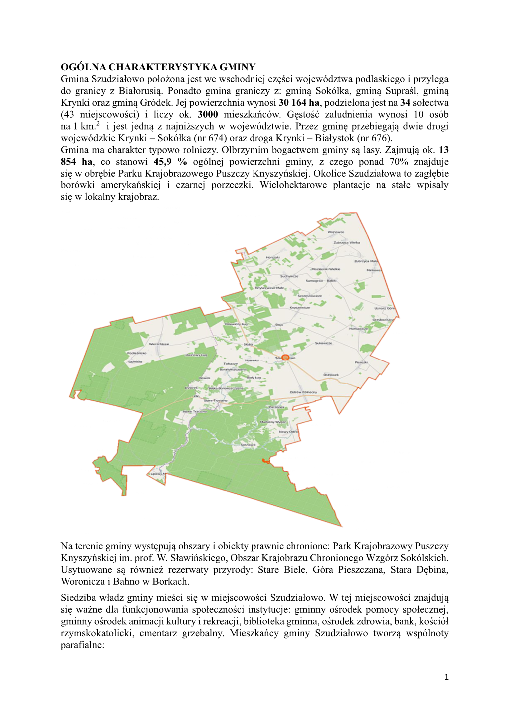OGÓLNA CHARAKTERYSTYKA GMINY Gmina Szudziałowo Położona Jest We Wschodniej Części Województwa Podlaskiego I Przylega Do Granicy Z Białorusią