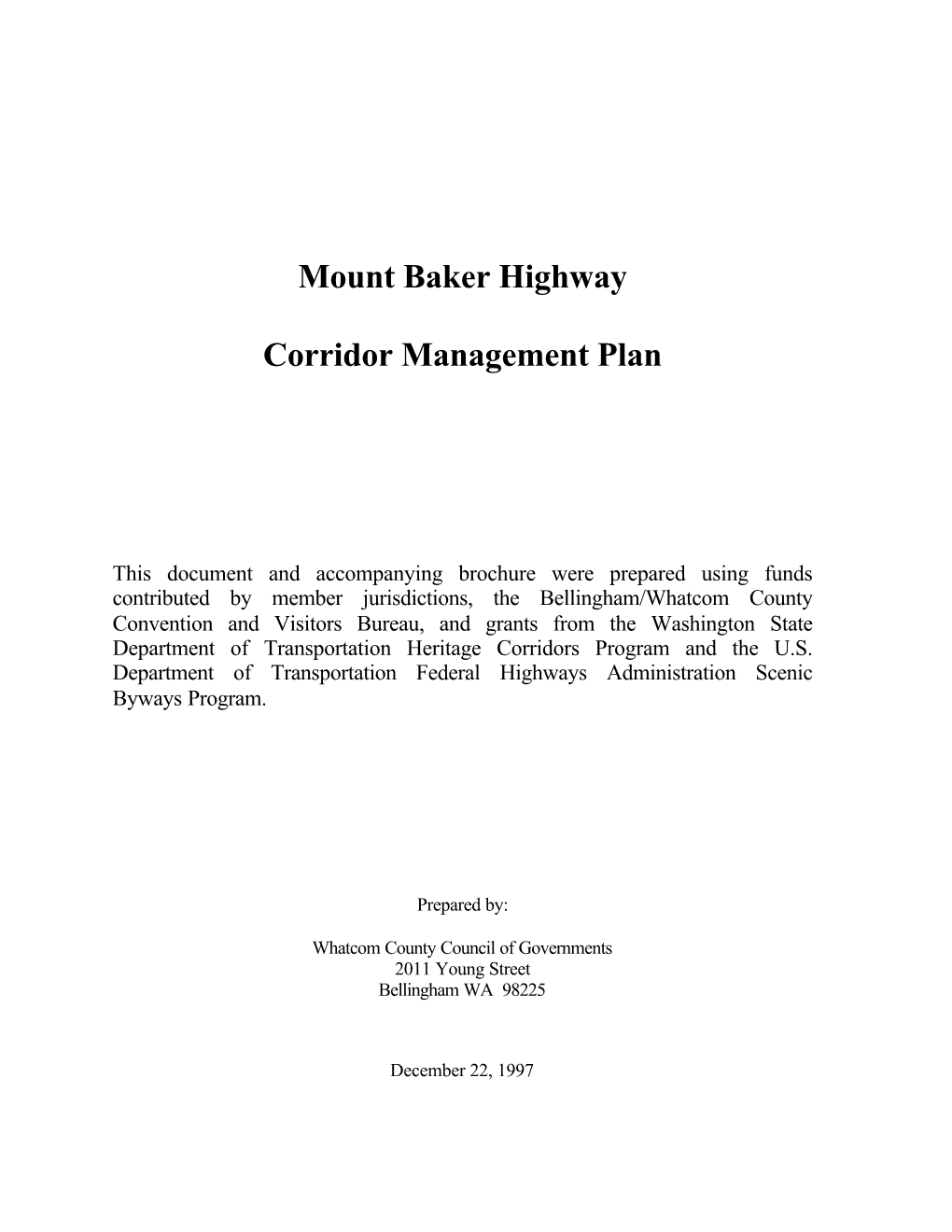 1997 Mount Baker Highway Corridor