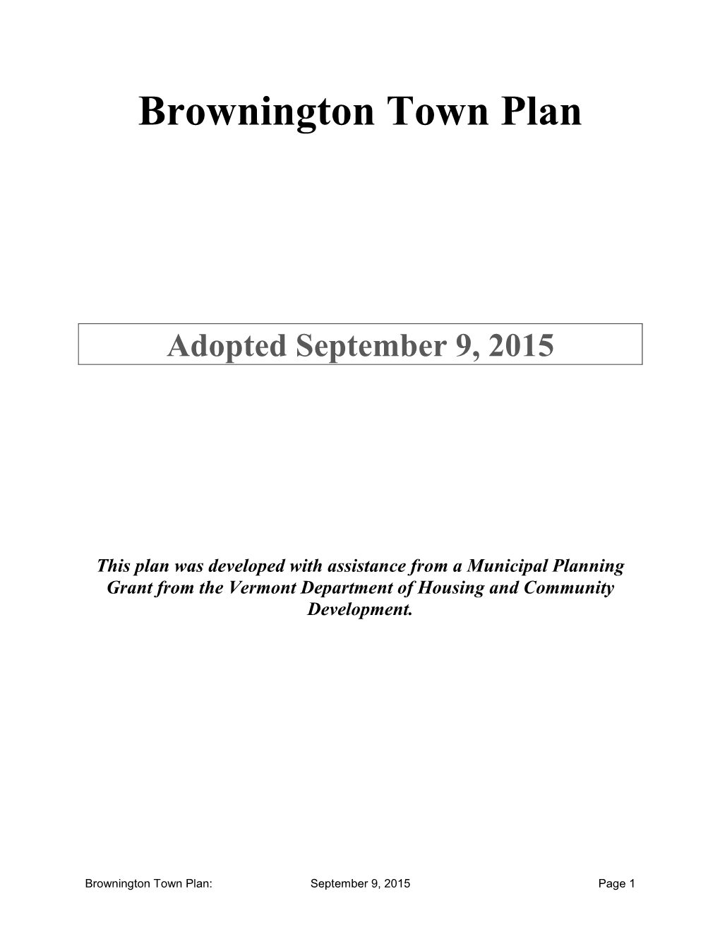 Brownington Town Plan