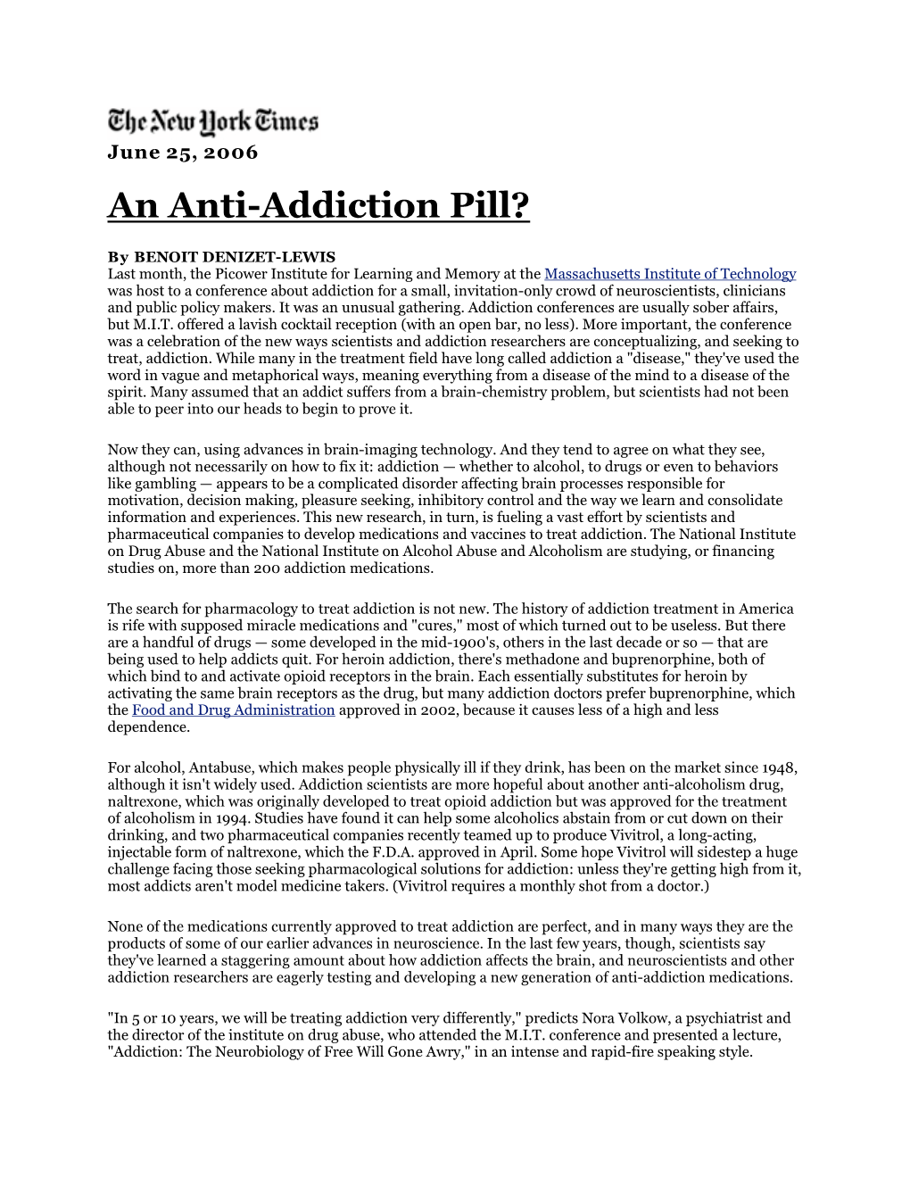 An Anti-Addiction Pill?