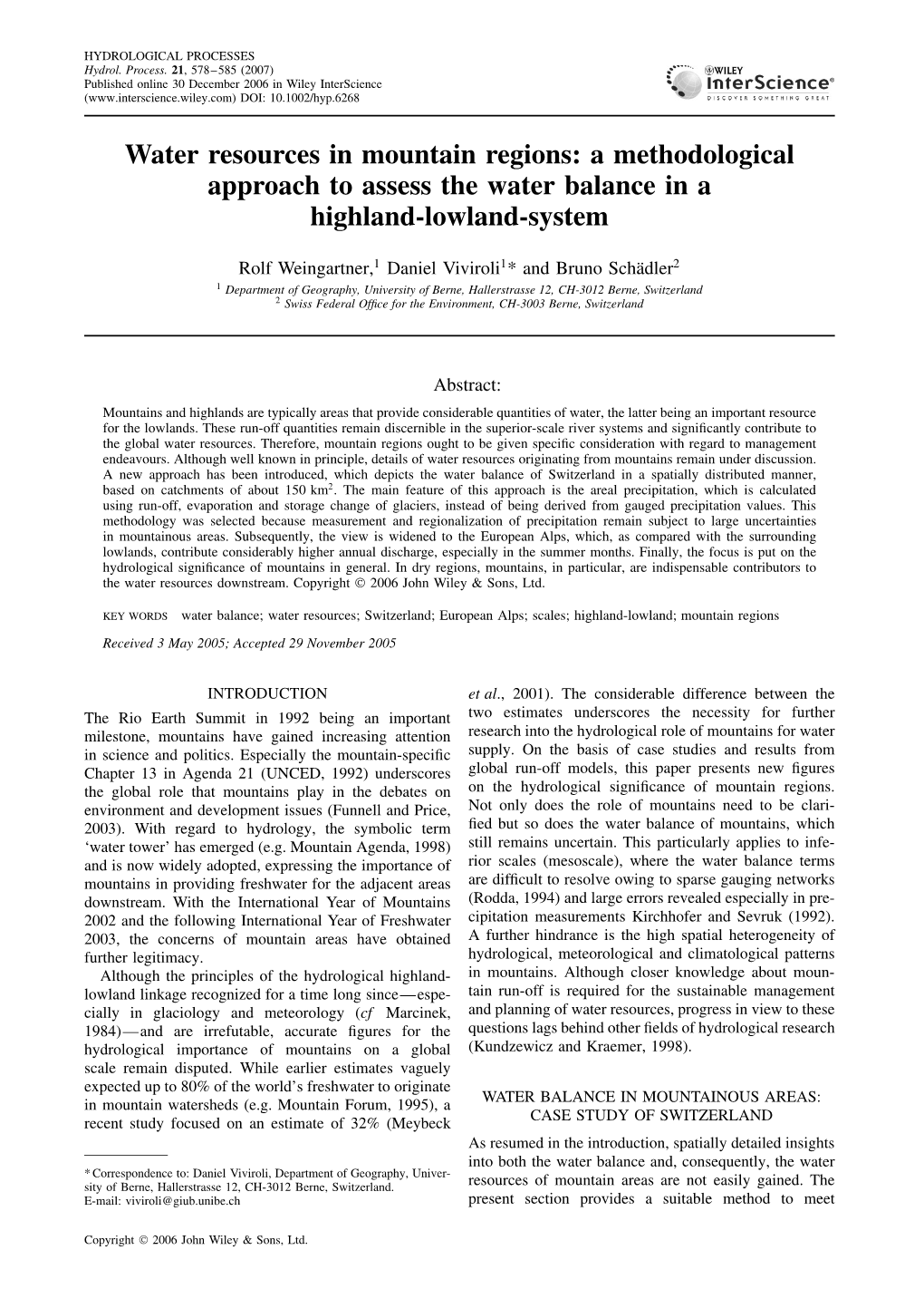 A Methodological Approach to Assess the Water Balance in a Highland-Lowland-System