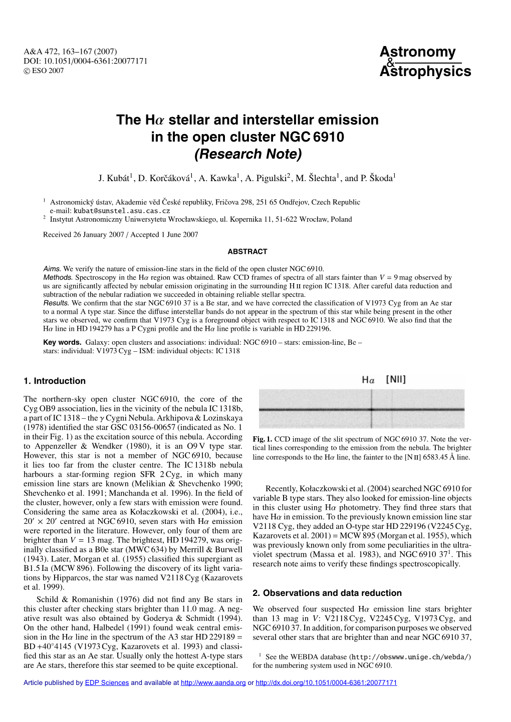 The Hα Stellar and Interstellar Emission in the Open Cluster NGC 6910 (Research Note)