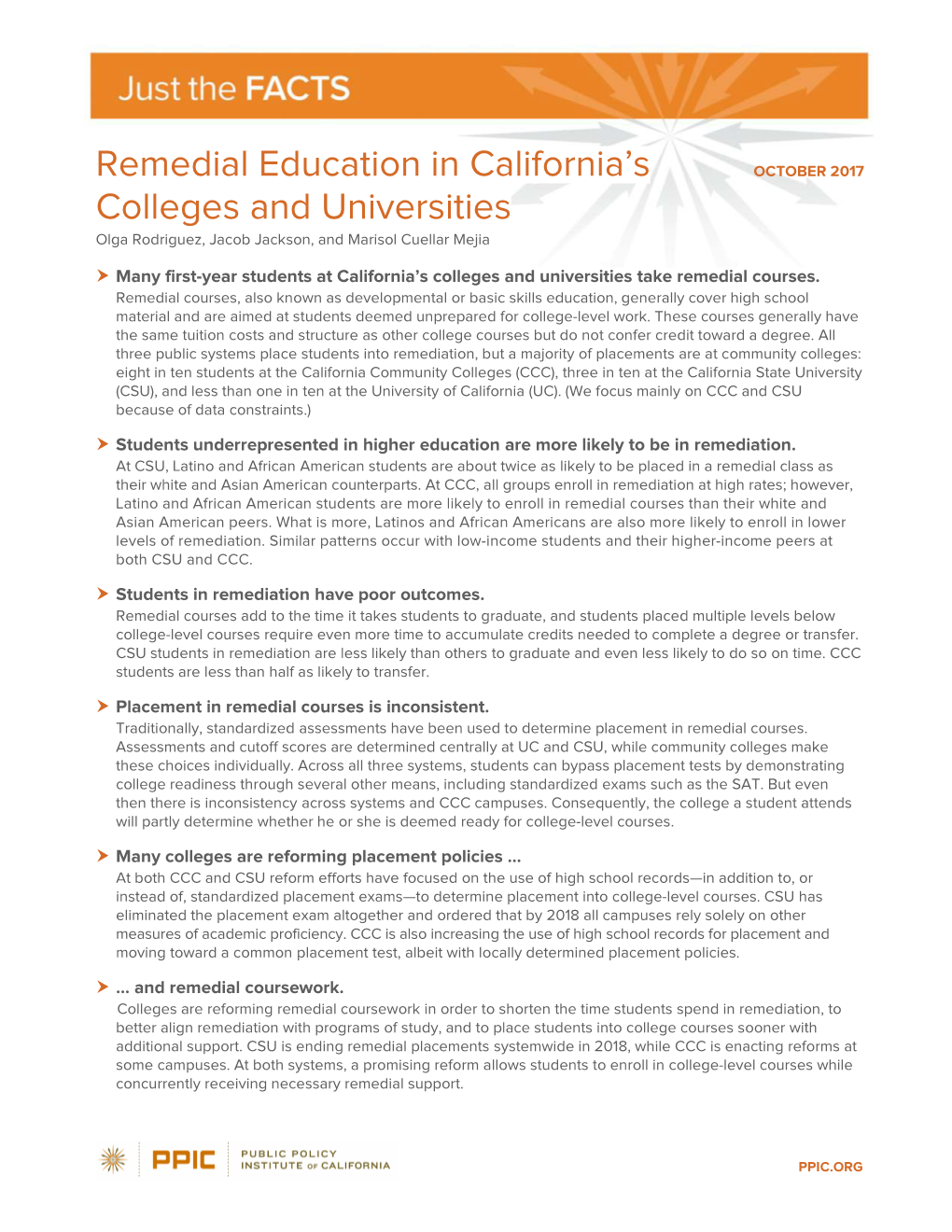 Remedial Education in California's Colleges and Universities