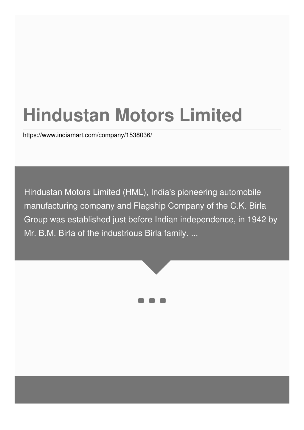 Hindustan Motors Limited