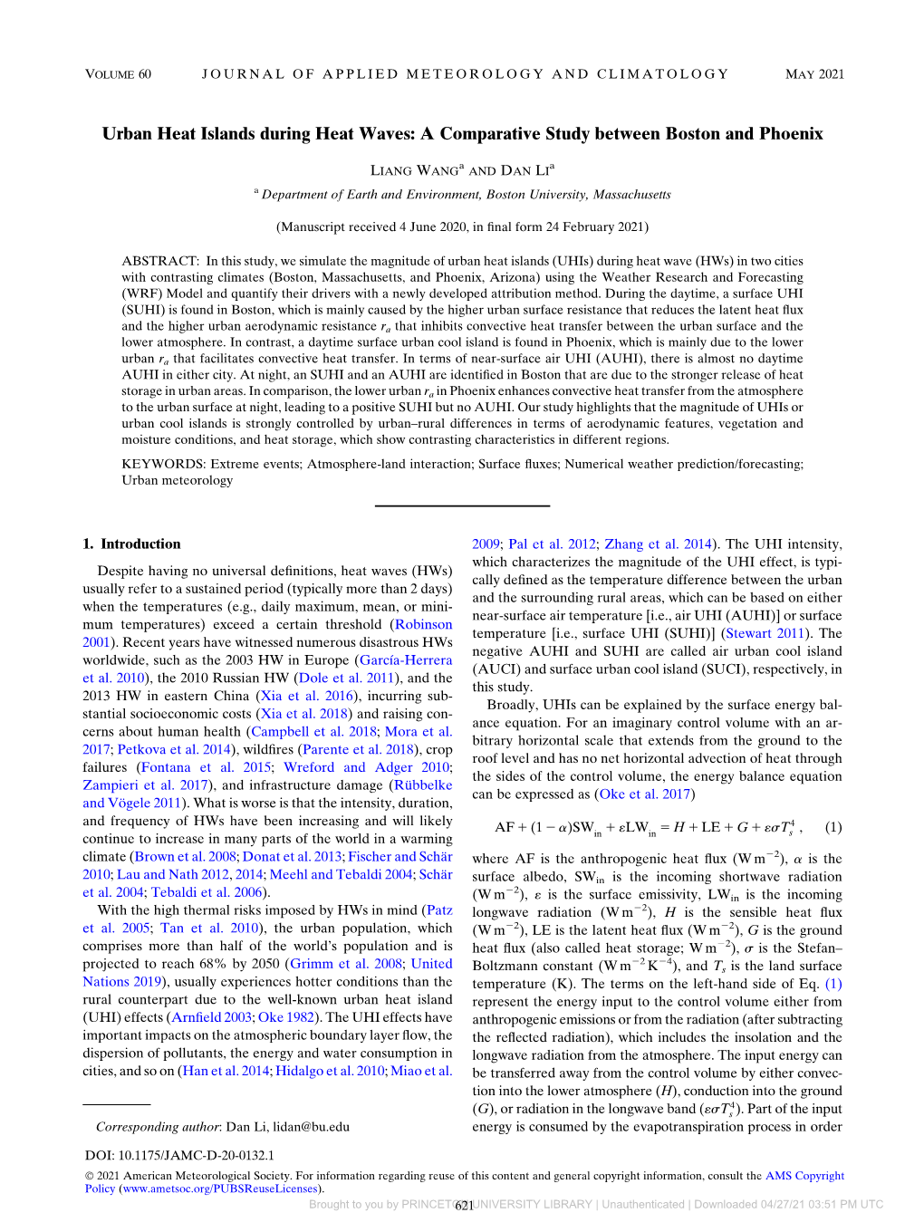 Urban Heat Islands During Heat Waves: a Comparative Study Between Boston and Phoenix