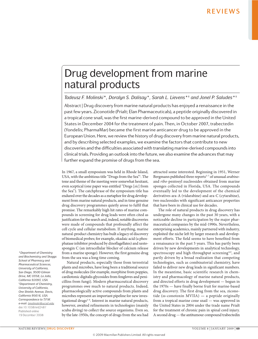 Drug Development from Marine Natural Products
