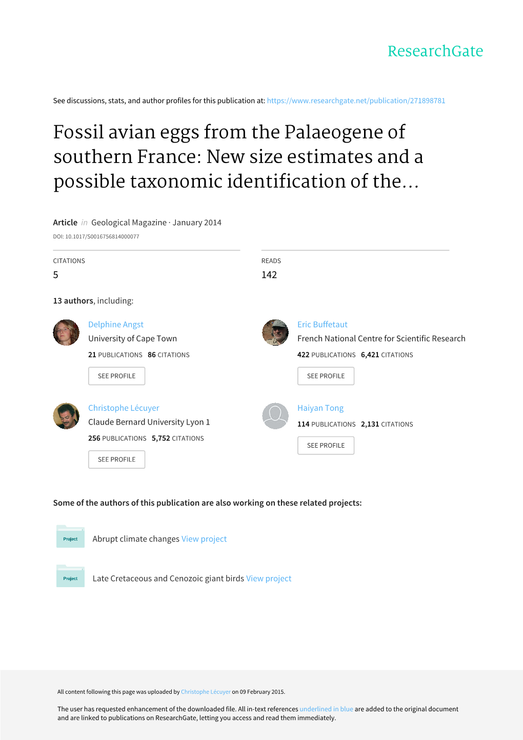 Fossil Avian Eggs from the Palaeogene of Southern France: New Size Estimates and a Possible Taxonomic Identification of The