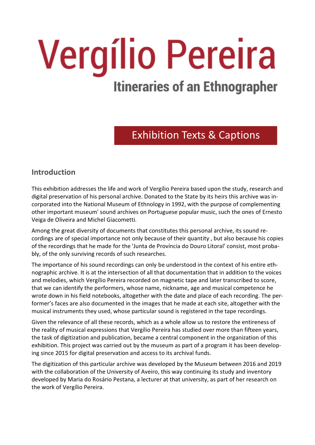 Itineraries of an Ethnographer Exhibition Texts