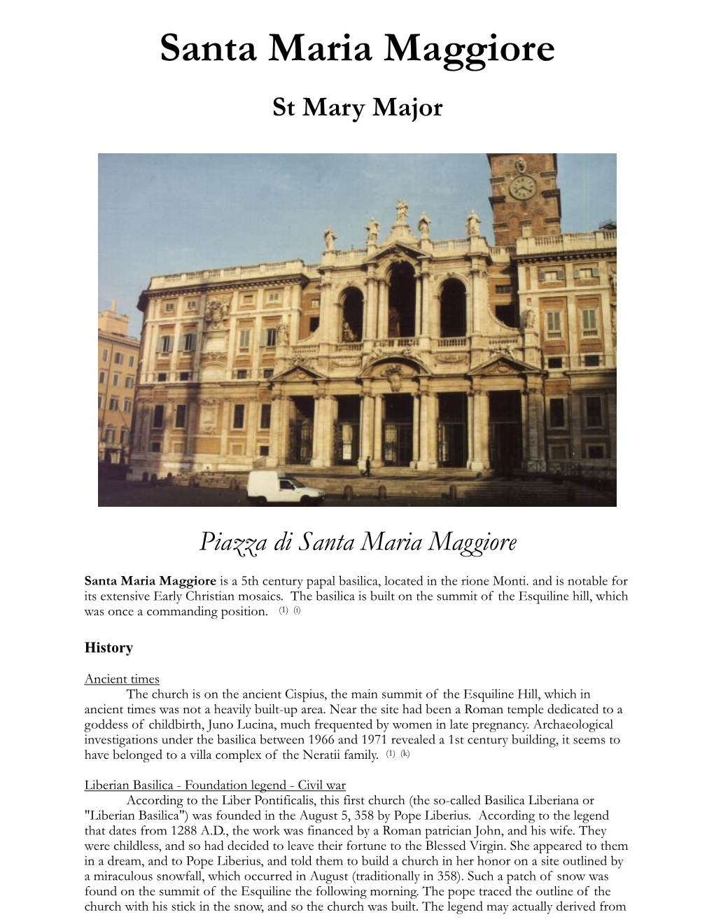 Santa Maria Maggiore St Mary Major