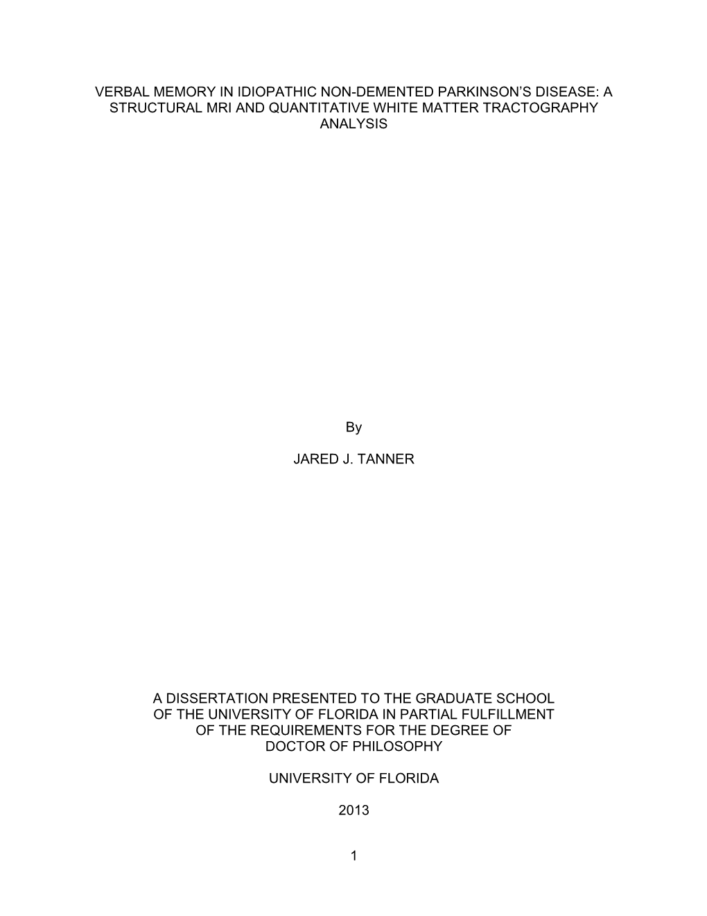 Verbal Memory in Idiopathic Non-Demented Parkinson's Disease