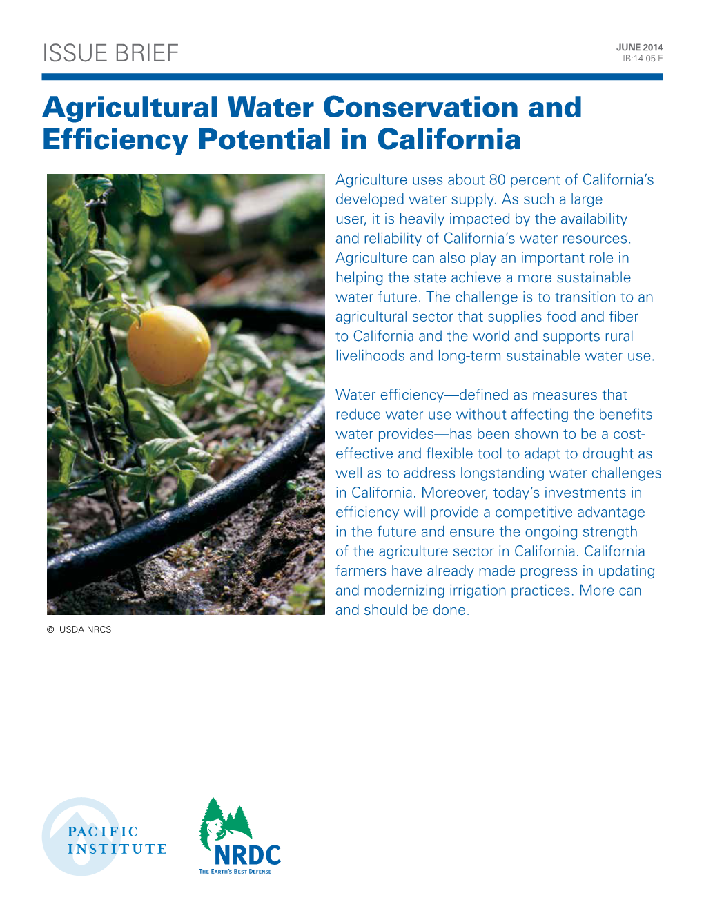 Agricultural Water Conservation and Efficiency Potential in California