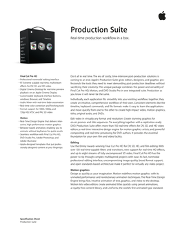 Production Suite Real-Time Production Workflow in a Box