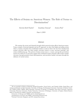 The Effects of Sexism on American Women: the Role of Norms