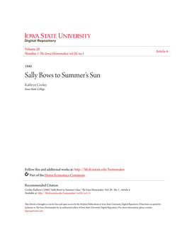 Sally Bows to Summer's Sun Kathryn Cooley Iowa State College