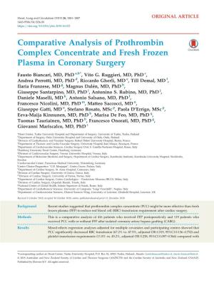 Comparative Analysis of Prothrombin Complex Concentrate and Fresh