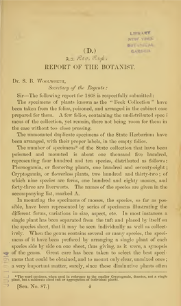 Report of the Botanist 1868