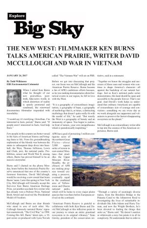 Filmmaker Ken Burns Talks American Prairie, Writer David Mccullough and War in Vietnam