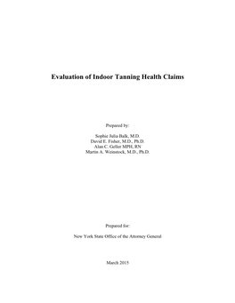 Evaluation of Indoor Tanning Health Claims
