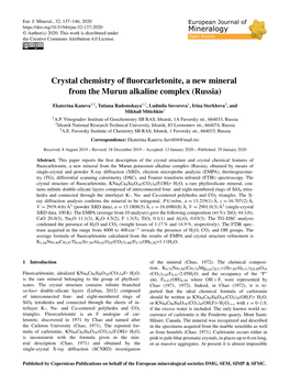 Crystal Chemistry of Fluorcarletonite, a New Mineral from the Murun