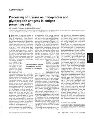Processing of Glycans on Glycoprotein and Glycopeptide Antigens in Antigen- Presenting Cells
