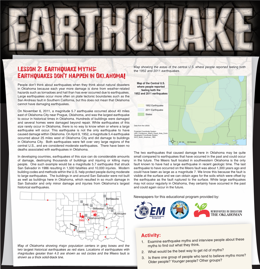 Lesson 2: Earthquake Myths: Earthquakes Don't Happen In
