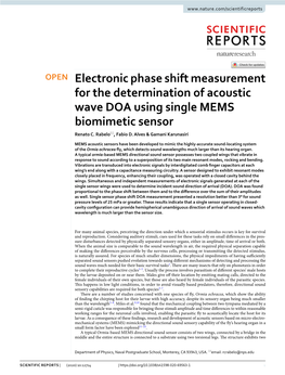 Electronic Phase Shift Measurement for the Determination of Acoustic Wave DOA Using Single MEMS Biomimetic Sensor Renato C