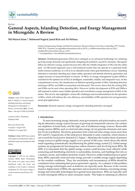 General Aspects, Islanding Detection, and Energy Management in Microgrids: a Review