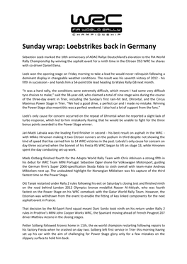 Sunday Wrap: Loebstrikes Back in Germany