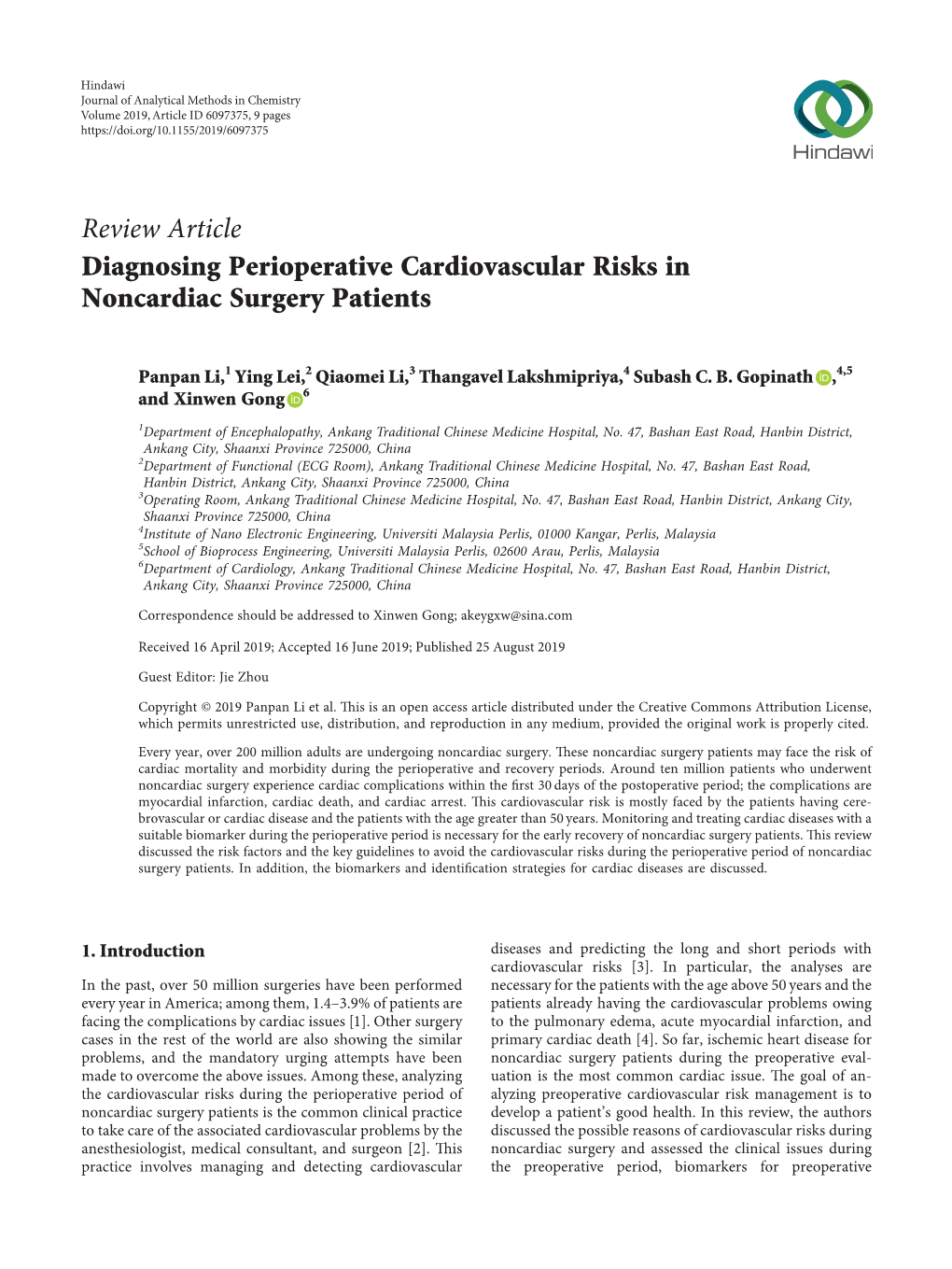 Diagnosing Perioperative Cardiovascular Risks in Noncardiac Surgery Patients