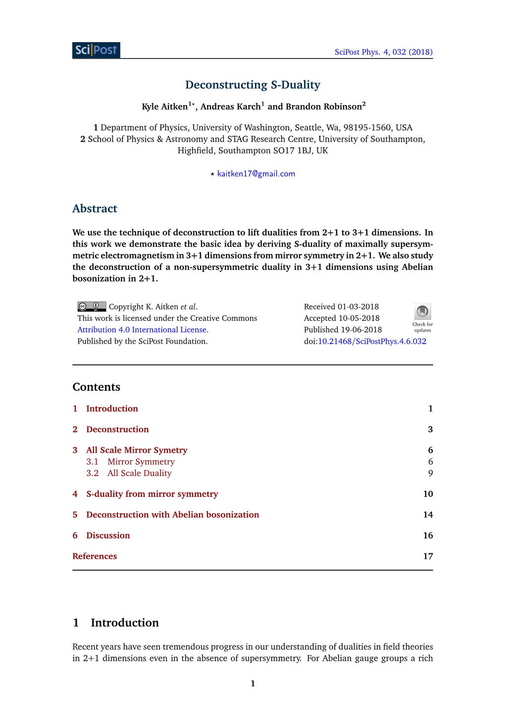 Deconstructing S-Duality Abstract Contents 1 Introduction