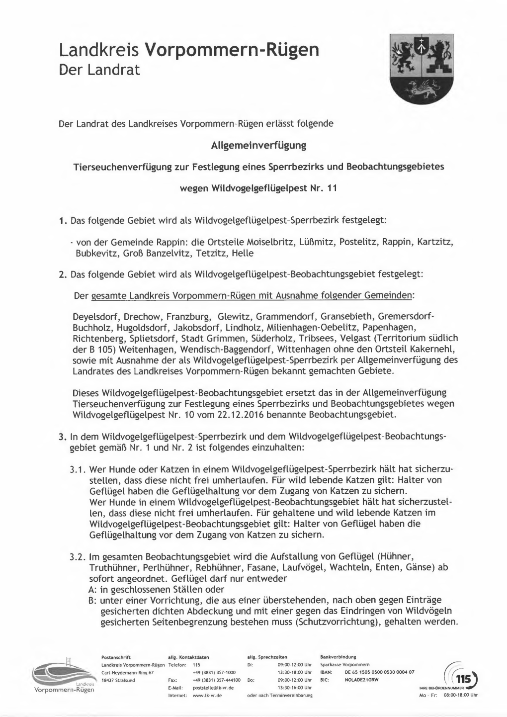 Landkreis Vorpommern-Rügen Der Landrat