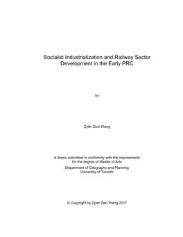 Socialist Industrialization and Railway Sector Development in the Early PRC