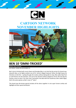 Cartoon Network November Highlights Ben 10 'Omni-Tricked'