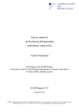 Vadim Poleshchuk ECMI Report # 33