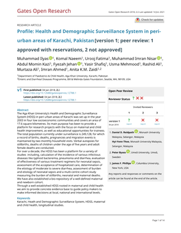 Profile: Health and Demographic Surveillance System in Peri-Urban