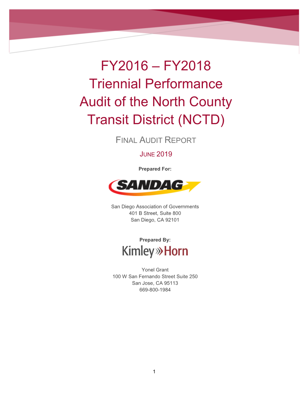 FY16-18 NCTD TDA Triennial Audit Final Report