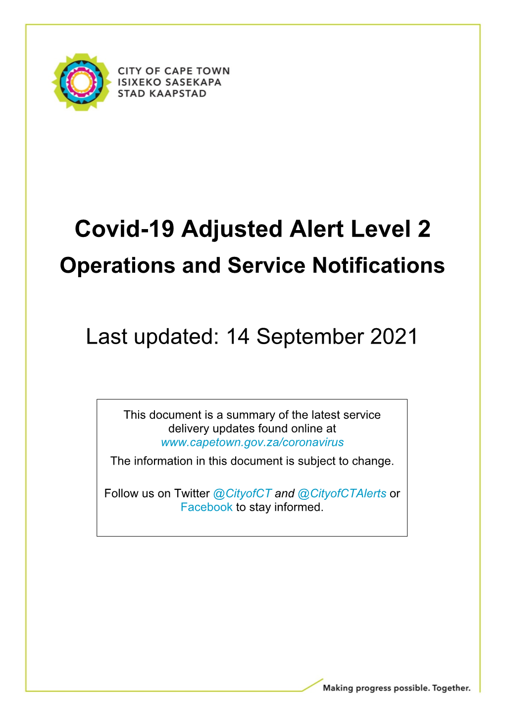 Covid-19 Adjusted Alert Level 3