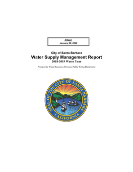 Water Supply Management Report 2018-2019 Water Year
