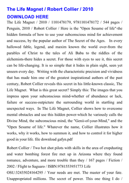 The Life Magnet / Robert Collier / 2010