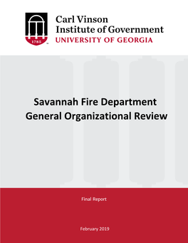 Savannah Fire Department General Organizational Review