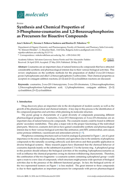 Synthesis and Chemical Properties of 3-Phosphono-Coumarins and 1, 2