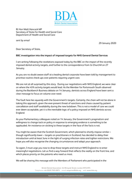 Open Letter to Health Secretary Matt Hancock
