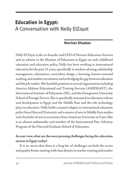 Education in Egypt: a Conversation with Nelly Elzayat