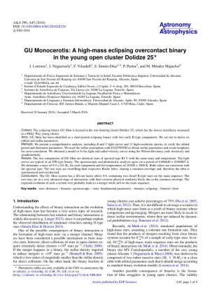 GU Monocerotis: a High-Mass Eclipsing Overcontact Binary in the Young Open Cluster Dolidze 25? J