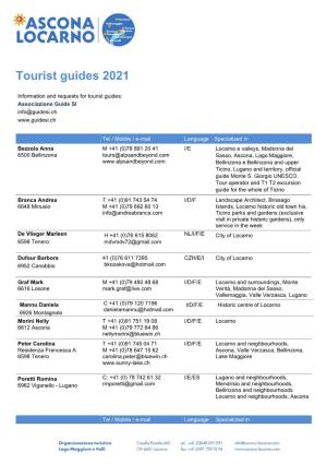 Tourist Guides 2021