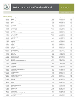 Holdings—Artisan International Small-Mid Fund