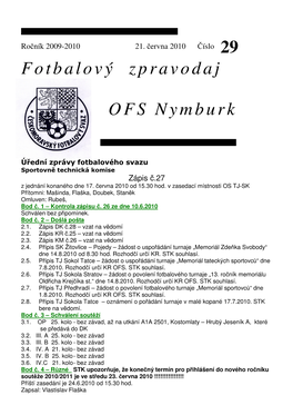 Fotbalový Zpravodaj OFS Nymburk 29