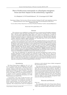 Diet of Herbivorous Marsupials in a Eucalyptus Marginata Forest and Their Impact on the Understorey Vegetation