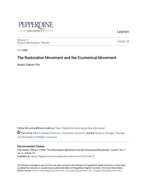 The Restoration Movement and the Ecumenical Movement