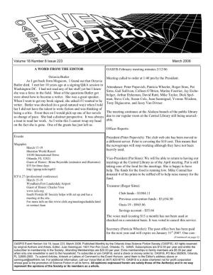 Volume 18 Number 8 Issue 223 March 2006 Events OASFIS February